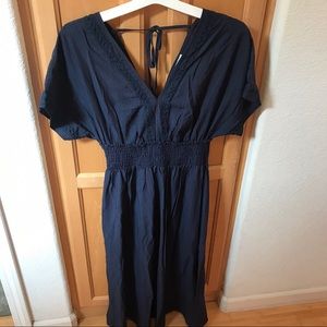 Lush midi navy blue bench v-neck dress size medium Nordstrom